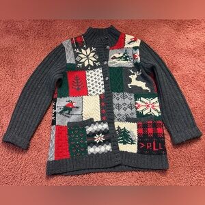 Vintage Ralph Lauren Lambs Wool Ski Patchwork Cardigan
